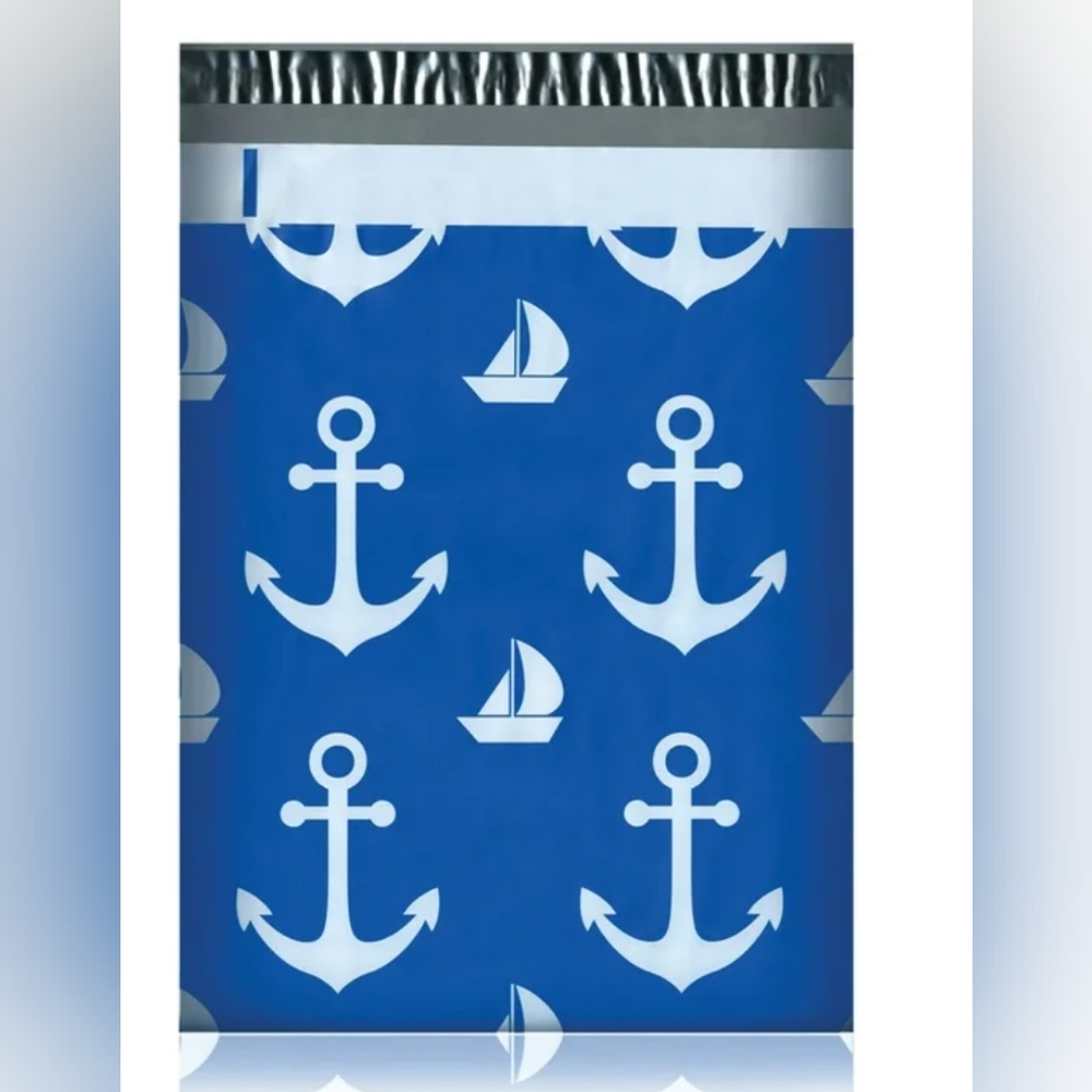 Nautical Blue Anchor and Sailboat Print Polymailers - Picture 2 of 3